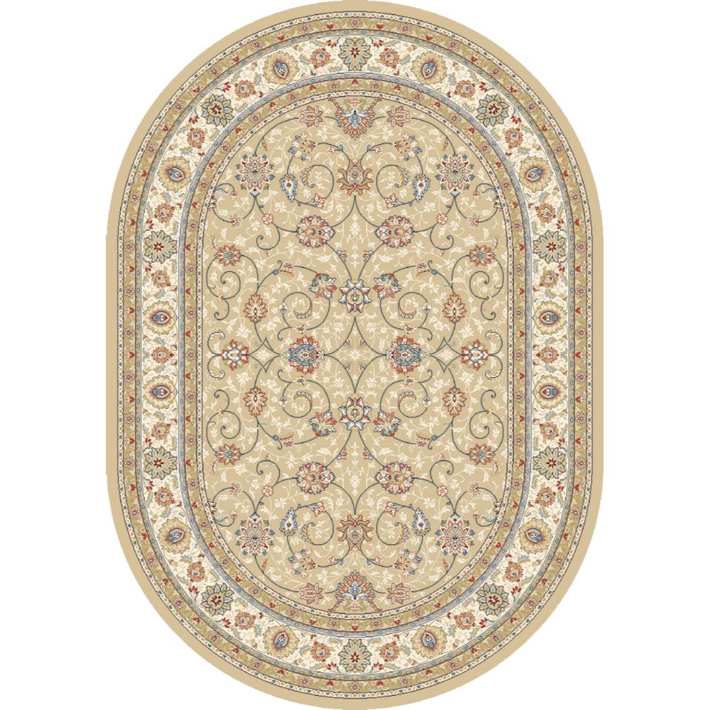 Dynamic Rugs 57120-2464 Ancient Garden 5.3 Ft. X 7.7 Ft. Oval Rug in Light Gold/Ivory